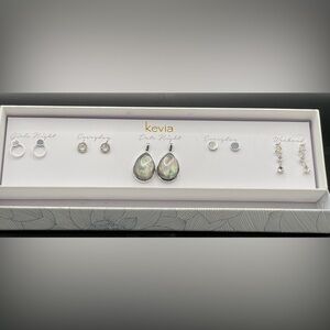 Kevia Abalone Cabochons Oval Sterling Silver &  Zirconia Teardrop Earrings Sets
